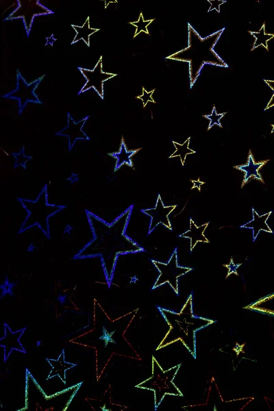 Estrelas Holográficas Fundo Preto — Fotografia de Stock