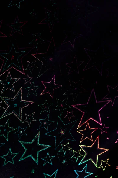 Estrelas Holográficas Fundo Preto — Fotografia de Stock