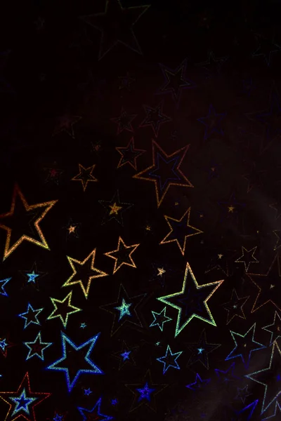 Estrelas Holográficas Fundo Preto — Fotografia de Stock