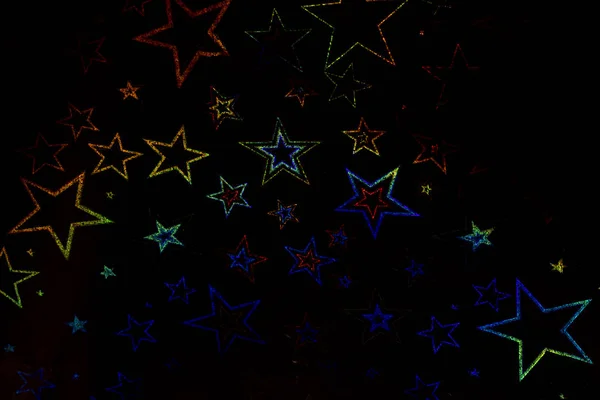 Estrelas Holográficas Fundo Preto — Fotografia de Stock