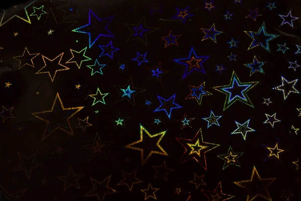 Estrelas Holográficas Fundo Preto — Fotografia de Stock