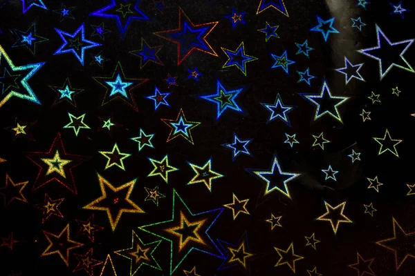 Estrelas Holográficas Fundo Preto — Fotografia de Stock