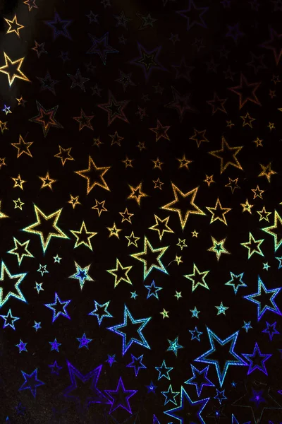 Estrelas Holográficas Fundo Preto — Fotografia de Stock