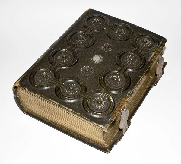 Antique Leather Bound books on White Background