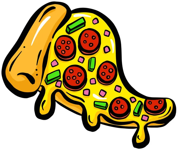 Dibujos Animados Cheesy Pizza Rebanadas Vector — Vector de stock