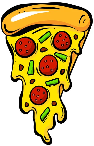 Dibujos Animados Cheesy Pizza Rebanadas Vector — Vector de stock