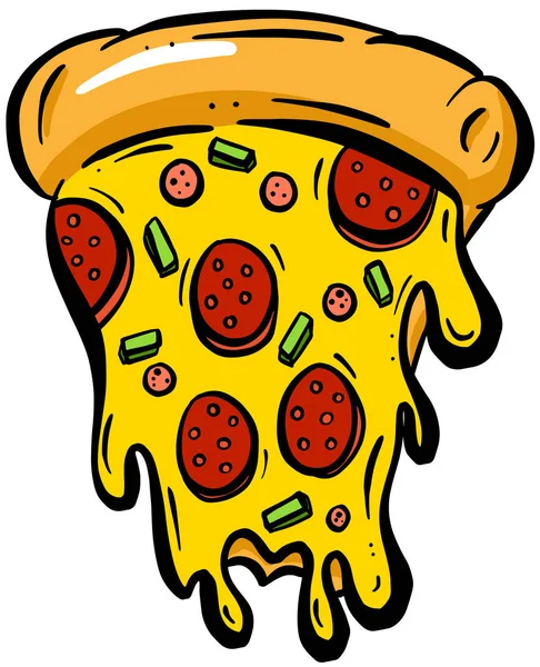 Dibujos Animados Cheesy Pizza Rebanadas Vector — Archivo Imágenes Vectoriales