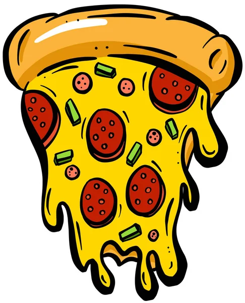 Dibujos Animados Cheesy Pizza Rebanadas Vector — Vector de stock