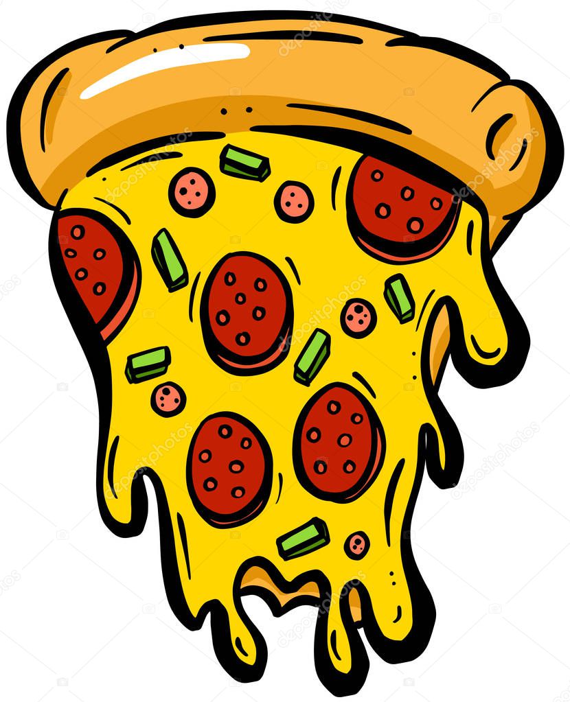 Cartoon Cheesy Pizza Slices Vector
