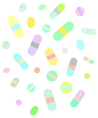 Sevimli vektör ilaç ve ilaç illüstrasyon düşüyor