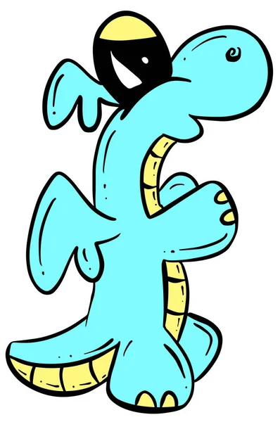 Niedlichen Drachen Dinosaurier Zeichentrickfigur — Stockvektor