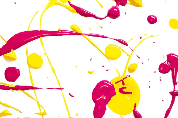 Splatters Tinta Bagunçada Vetor Rosa Amarelo — Vetor de Stock