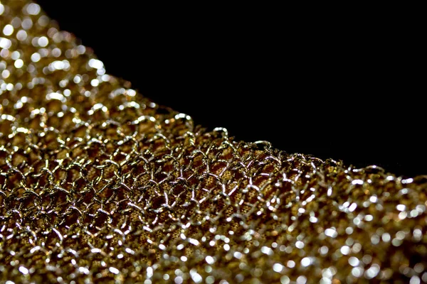 Close Gold Fabric Chain Mail Sewing — Stock Photo, Image