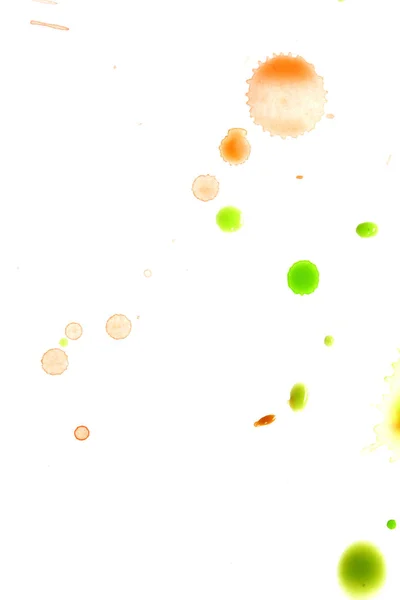 白い背景の上の緑とオレンジ色の水彩ペイント — ストック写真