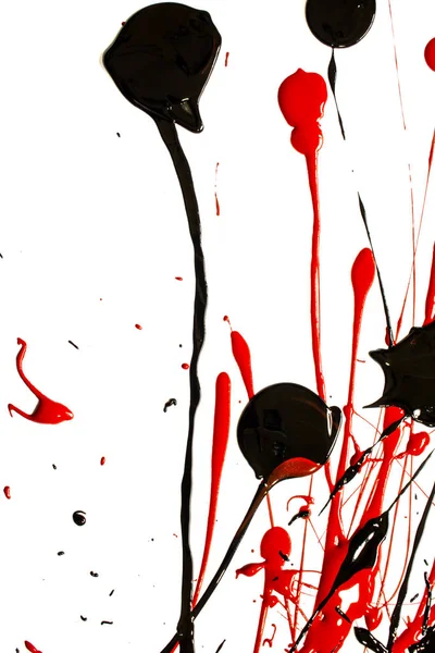 Red Black Acrylic Paint Splatters Spots Background — Stock Photo, Image