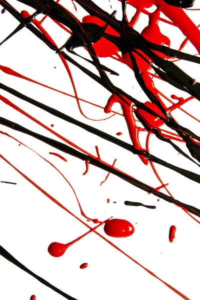 Salpicaduras Manchas Pintura Acrílica Roja Negra Para Fondo —  Fotos de Stock
