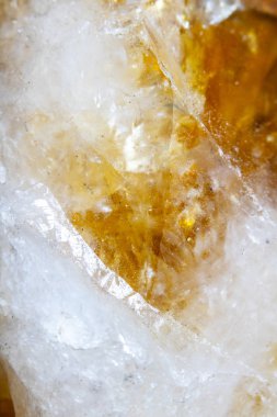 Bir Sitrin Kristal Kuvars Soyut Extreme Close Up