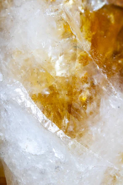 Extreme Närbild Citrin Crystal Quartz Abstrakt — Stockfoto