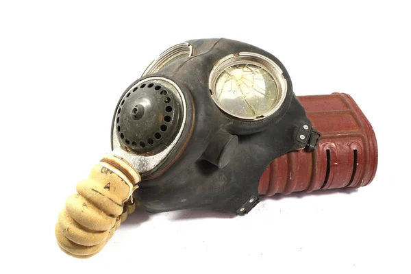 Vintage World War Gas Mask Vit Bakgrund — Stockfoto