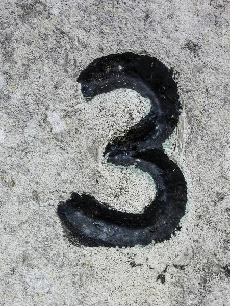 Written Wording Distressed State Typography Found Number Three — ストック写真