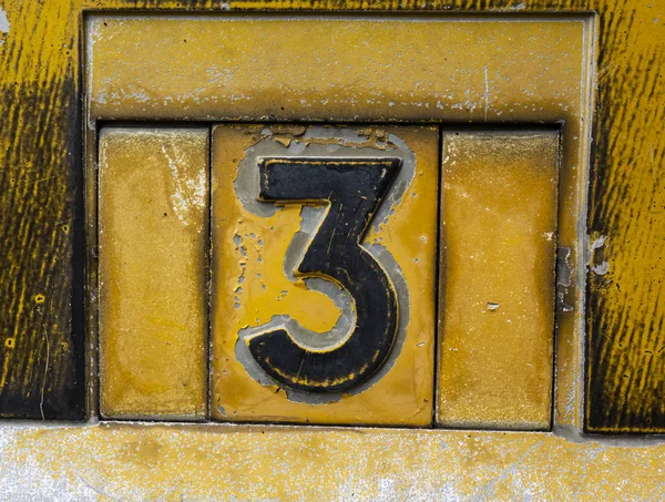 Written Wording Distressed State Typography Found Number Three — ストック写真