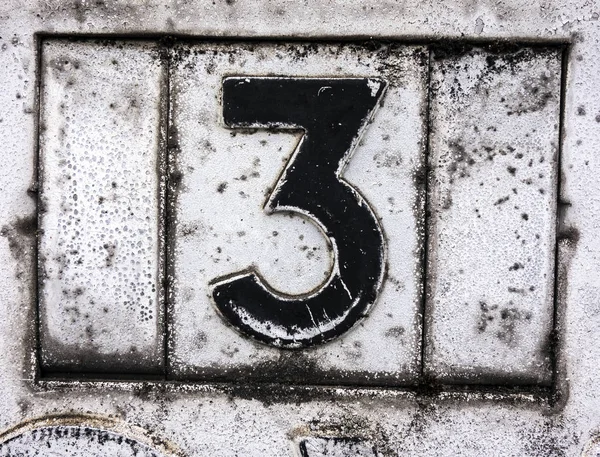 Written Wording Distressed State Typography Found Number Three — 스톡 사진