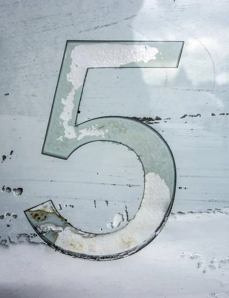 Written Wording Distressed State Typography Found Number Five — 스톡 사진