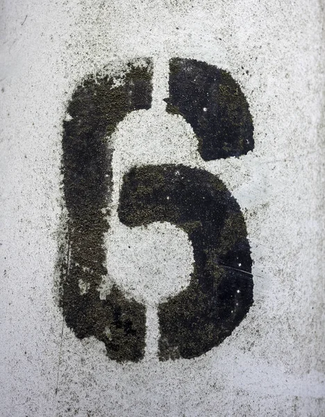 Written Wording Distressed State Typography Found Number Six — ストック写真