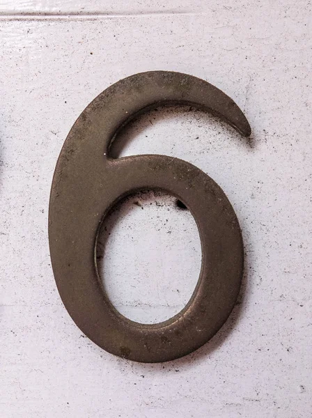 Written Wording Distressed State Typography Found Number Six — 스톡 사진