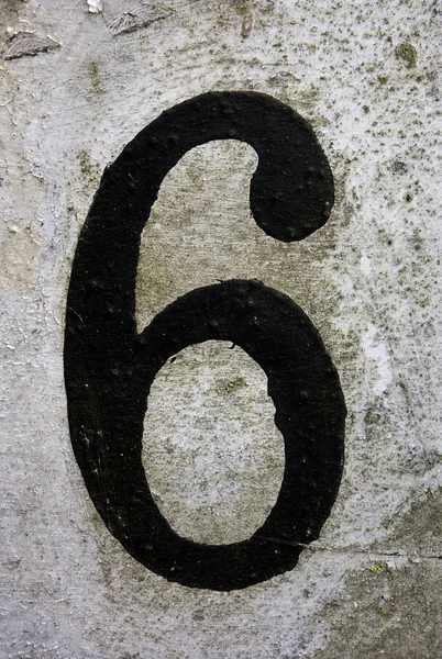 Written Wording Distressed State Typography Found Number Six — 스톡 사진