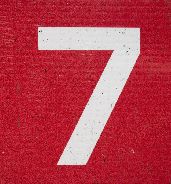 Written Wording in Distressed State Typography Found Number Seven 7 