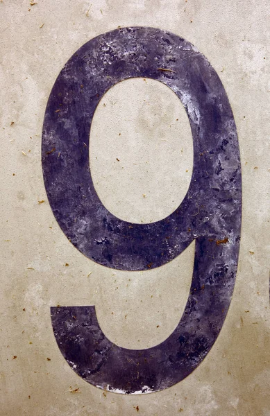 Written Wording Distressed State Typography Found Number Nine — 스톡 사진