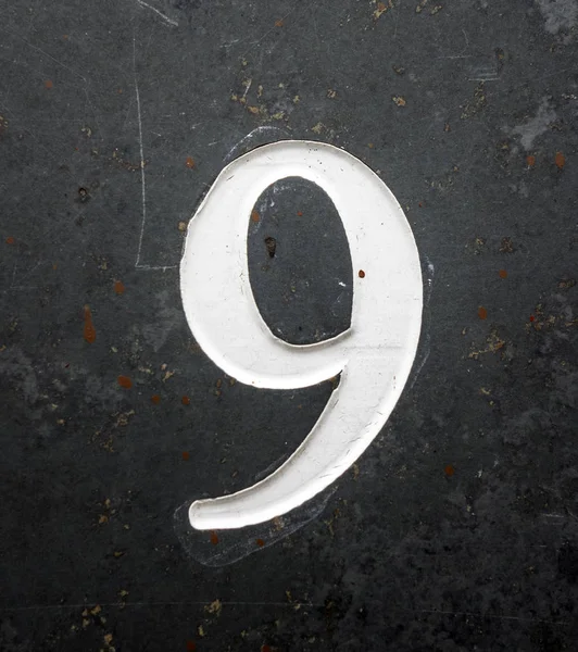 Written Wording Distressed State Typography Found Number Nine — 스톡 사진