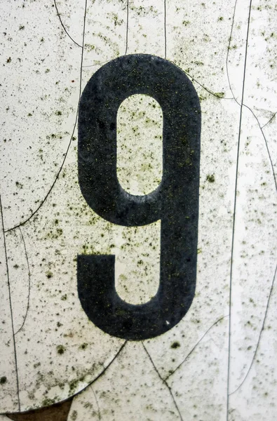 Written Wording Distressed State Typography Found Number Nine — 스톡 사진