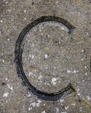 Sıkıntılı Durum Tipografisi ile Yazılan Sözcükler C Harfi Bulundu