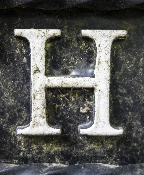 Written Wording in Distressed State Typography Found Letter H