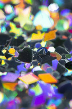 Soyut Parlak Folyo Glitter Holografik Yıldız Kalpler Shapes Pretty Background
