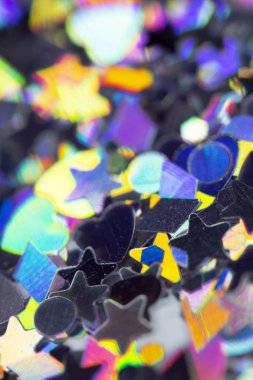 Soyut Parlak Folyo Glitter Holografik Yıldız Kalpler Shapes Pretty Background