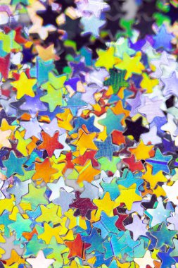 Soyut Parlak Folyo Glitter Holografik Yıldız Kalpler Shapes Pretty Background