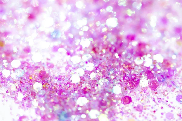 Rosa Funkelndes Glitzern Auf Weißem Hintergrund Bokeh Abstrakte Nahaufnahme — Stockfoto