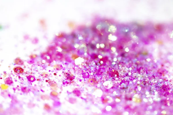 Rosa Funkelndes Glitzern Auf Weißem Hintergrund Bokeh Abstrakte Nahaufnahme — Stockfoto