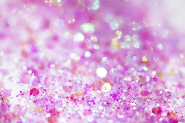 Rosa Glittrande Glitter Vit Bakgrund Bokeh Abstrakt Närbild — Stockfoto