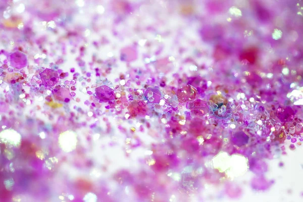 Rosa Funkelndes Glitzern Auf Weißem Hintergrund Bokeh Abstrakte Nahaufnahme — Stockfoto