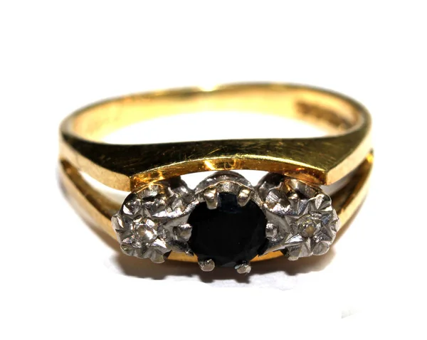 Drogie Palec Ring Złoto Klejnoty Białym Tle — Zdjęcie stockowe