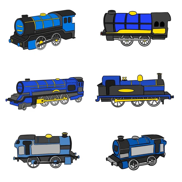 一种用于公共运输图解的卡通蒸汽机车系列 — 图库矢量图片