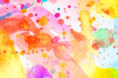 Suluboya Gökkuşağı Renkli Renkli Renkli Renkli Parlak Renkli Dökülen ve Damlayan Beyaz Arkaplan