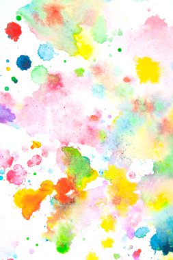 Suluboya Gökkuşağı Renkli Renkli Renkli Renkli Parlak Renkli Dökülen ve Damlayan Beyaz Arkaplan