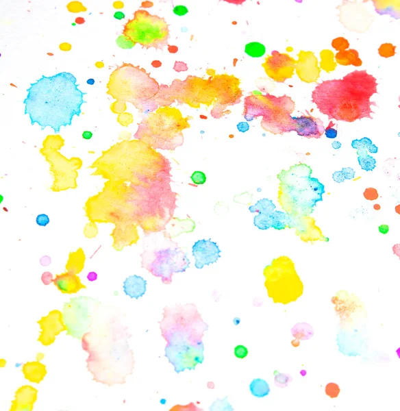 Akvarel Multicolour Rainbow Paint Vibrant Splatters Drips White Background — Stock fotografie