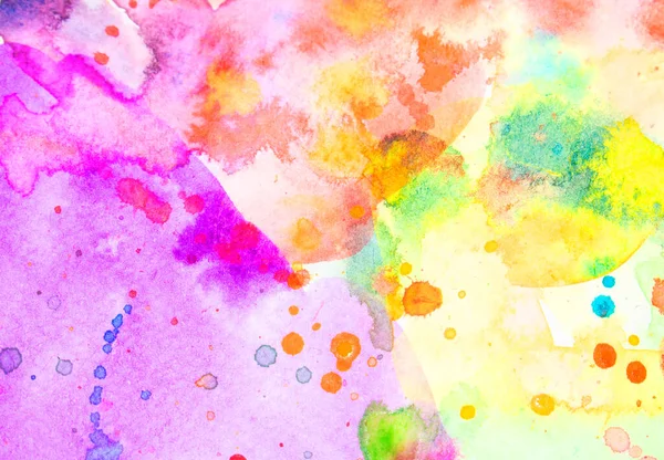 Watercolour Multicolour Rainbow Paint Vibrant Splatters Drips White Background — Stock Photo, Image