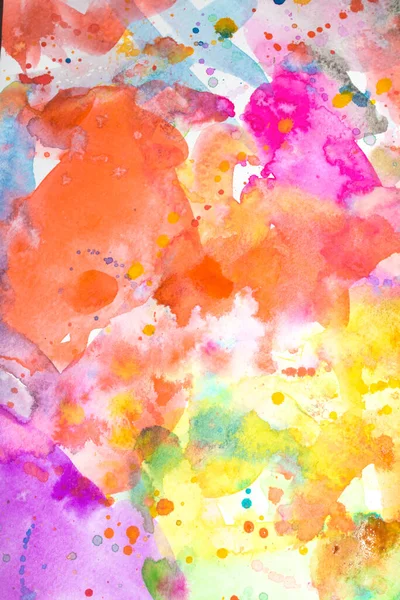 Aquarell Multicolour Rainbow Paint Lebendige Spritzer Und Tropfen Auf Weißem — Stockfoto